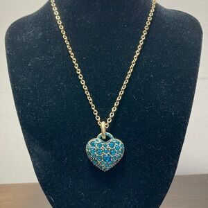 Pilgrim Gold Necklace with Sparkling Blue Heart